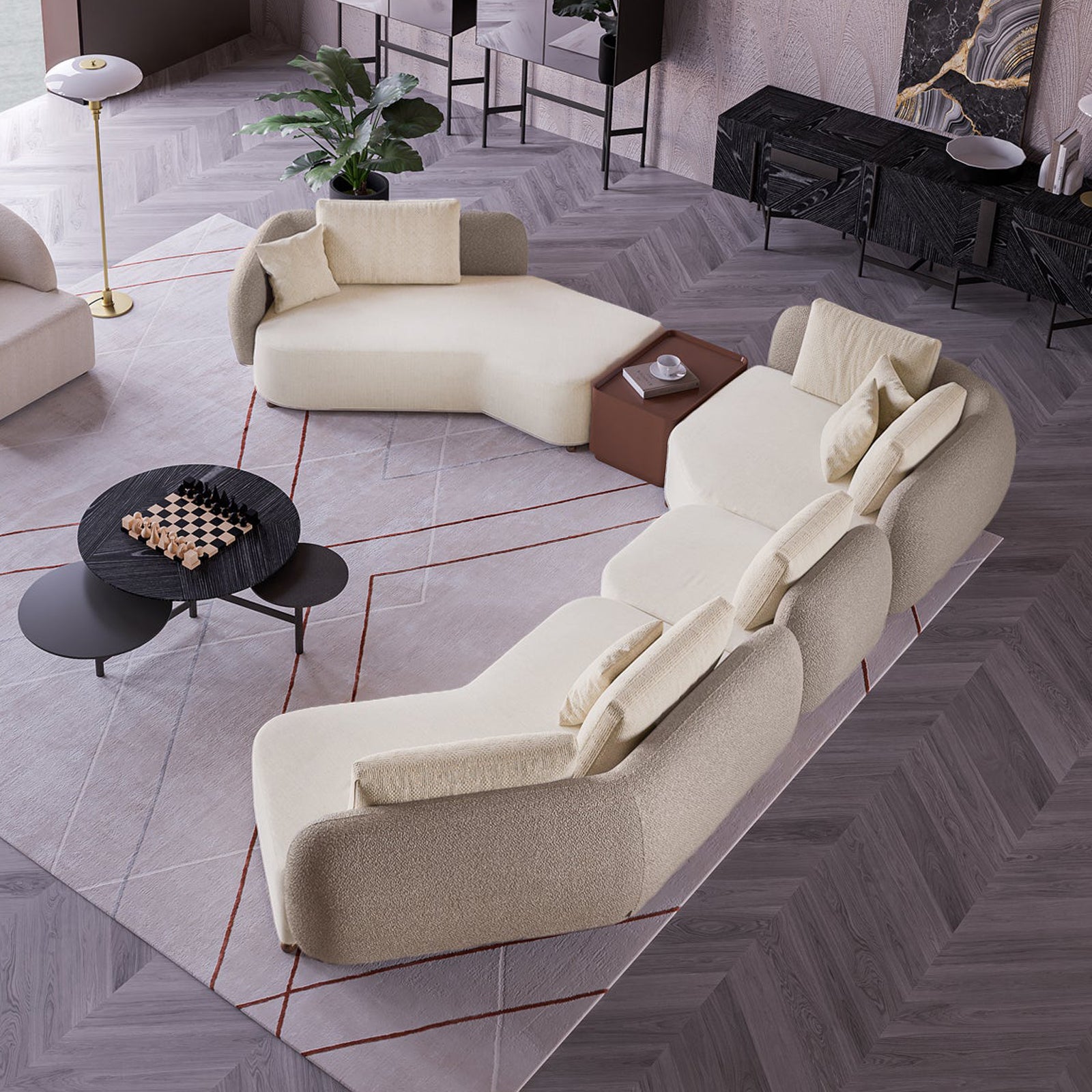 Platon Corner Sofa Td-Ptn7S - Sofas - ebarza Furniture UAE | Shop Modern Furniture in Abu Dhabi & Dubai - مفروشات ايبازرا في الامارات | تسوق اثاث عصري وديكورات مميزة في دبي وابوظبي