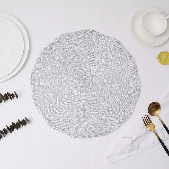 2X Karaca Ravlen Round 2 Silver Rachel Placemat 153.19.01.1431 - Placemats - ebarza Furniture UAE | Shop Modern Furniture in Abu Dhabi & Dubai - مفروشات ايبازرا في الامارات | تسوق اثاث عصري وديكورات مميزة في دبي وابوظبي