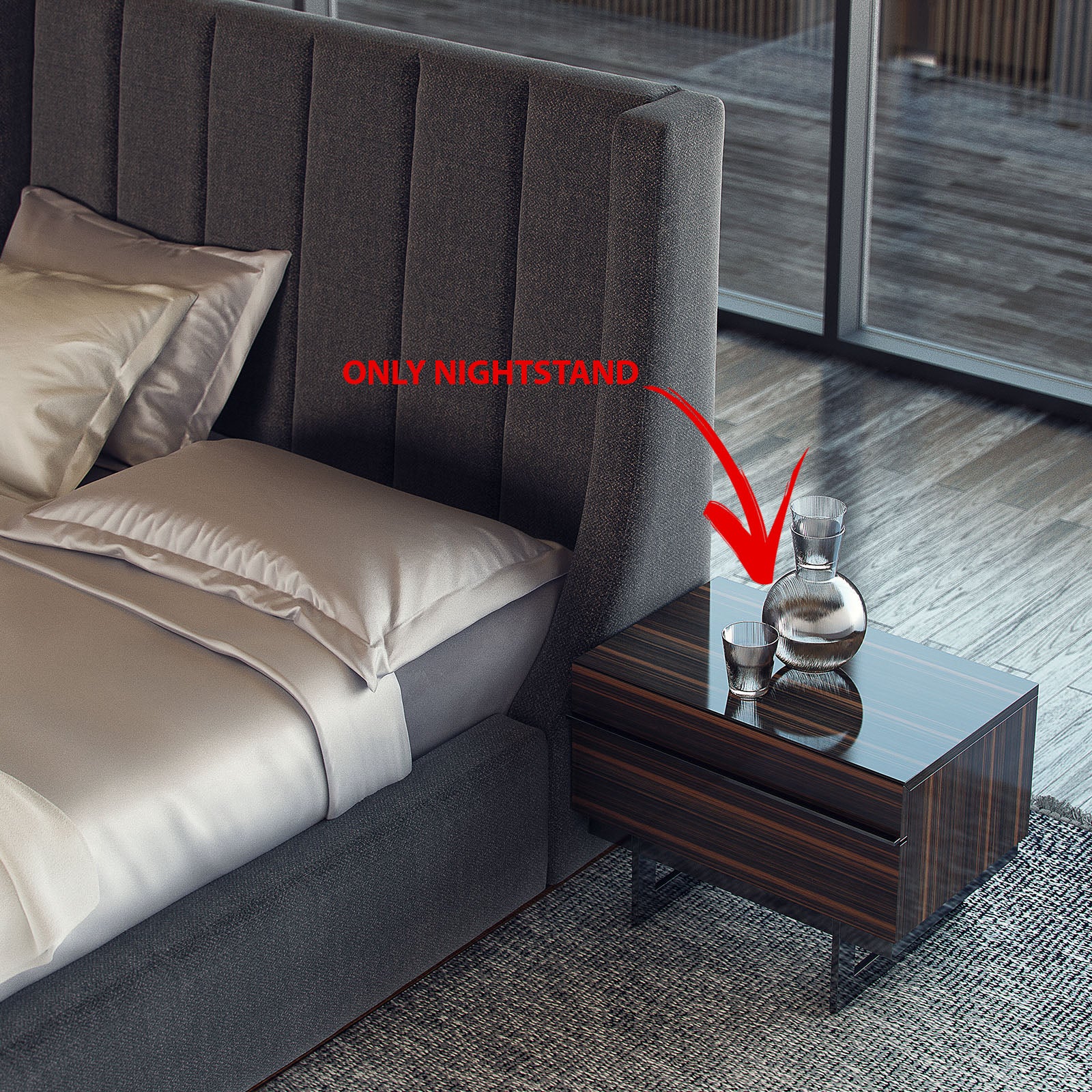 2X Prada Elegant Bedside Tables NLSEP-NS - Bed Side Table - ebarza Furniture UAE | Shop Modern Furniture in Abu Dhabi & Dubai - مفروشات ايبازرا في الامارات | تسوق اثاث عصري وديكورات مميزة في دبي وابوظبي