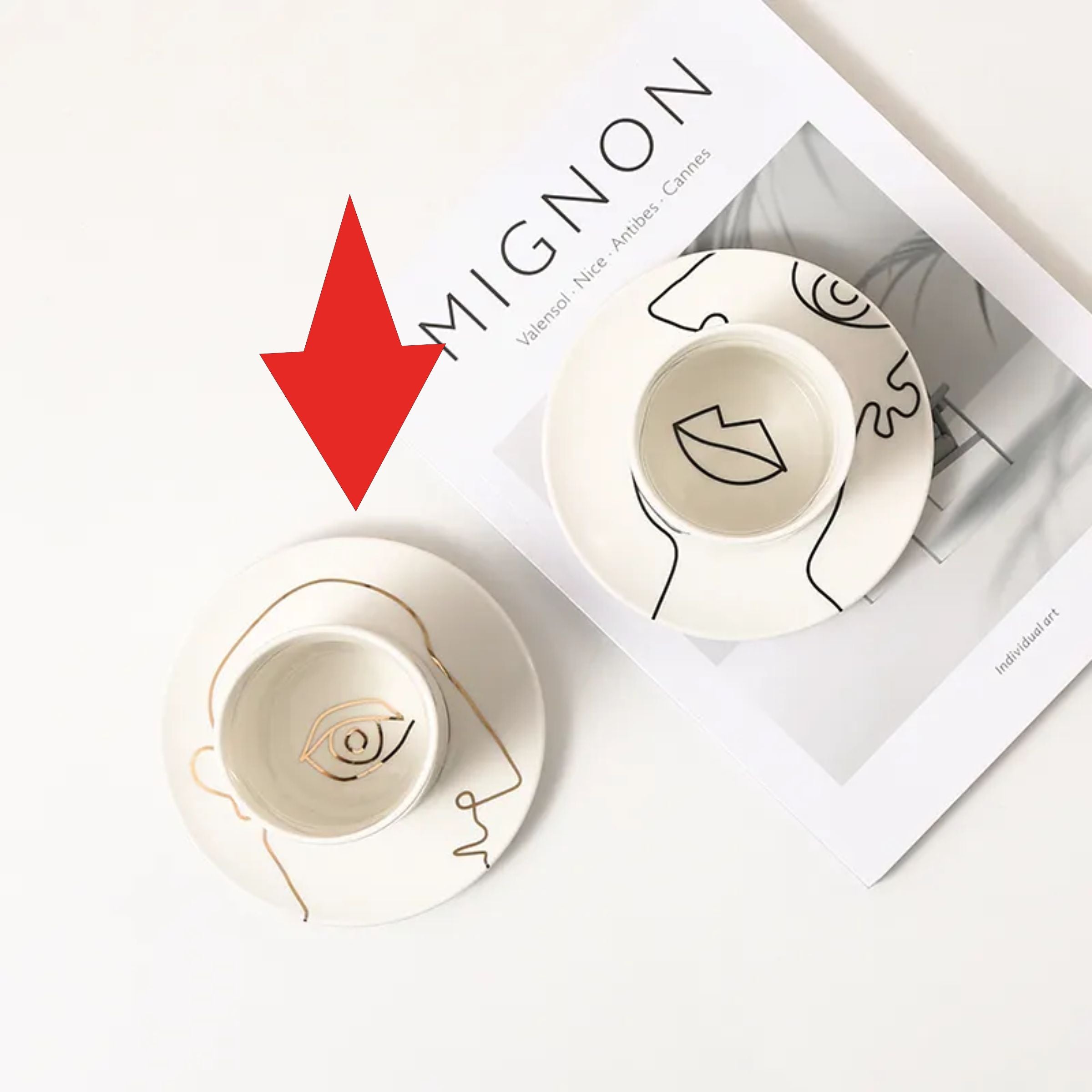 Simple Drawing Eye Cup A-Gold Fa-D22004A - Coffee Sets - ebarza Furniture UAE | Shop Modern Furniture in Abu Dhabi & Dubai - مفروشات ايبازرا في الامارات | تسوق اثاث عصري وديكورات مميزة في دبي وابوظبي