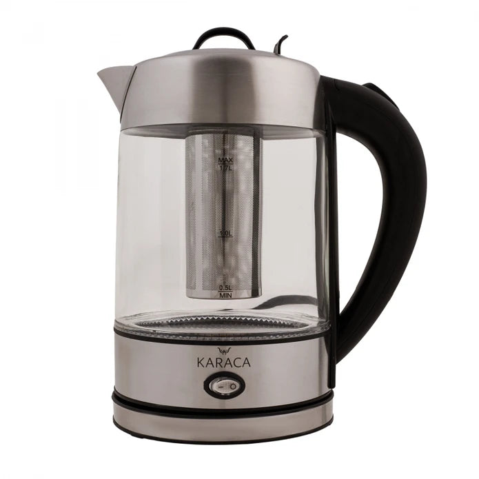 Karaca Glass Herbal Tea Maker With Led Lighting Inox 2202 153.01.06.1780/153.01.06.4887 - Kitchen Appliances - ebarza Furniture UAE | Shop Modern Furniture in Abu Dhabi & Dubai - مفروشات ايبازرا في الامارات | تسوق اثاث عصري وديكورات مميزة في دبي وابوظبي