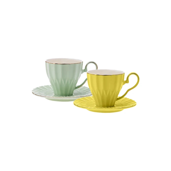 Karaca Corvus Green Yellow 2 Person Teacup 220 ml 153.03.06.7000 - Coffee Sets - ebarza Furniture UAE | Shop Modern Furniture in Abu Dhabi & Dubai - مفروشات ايبازرا في الامارات | تسوق اثاث عصري وديكورات مميزة في دبي وابوظبي