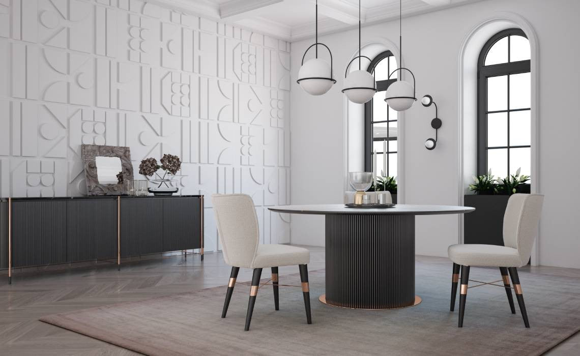 Dali Round Dining Table Dali-D160 - Dining Tables - ebarza Furniture UAE | Shop Modern Furniture in Abu Dhabi & Dubai - مفروشات ايبازرا في الامارات | تسوق اثاث عصري وديكورات مميزة في دبي وابوظبي