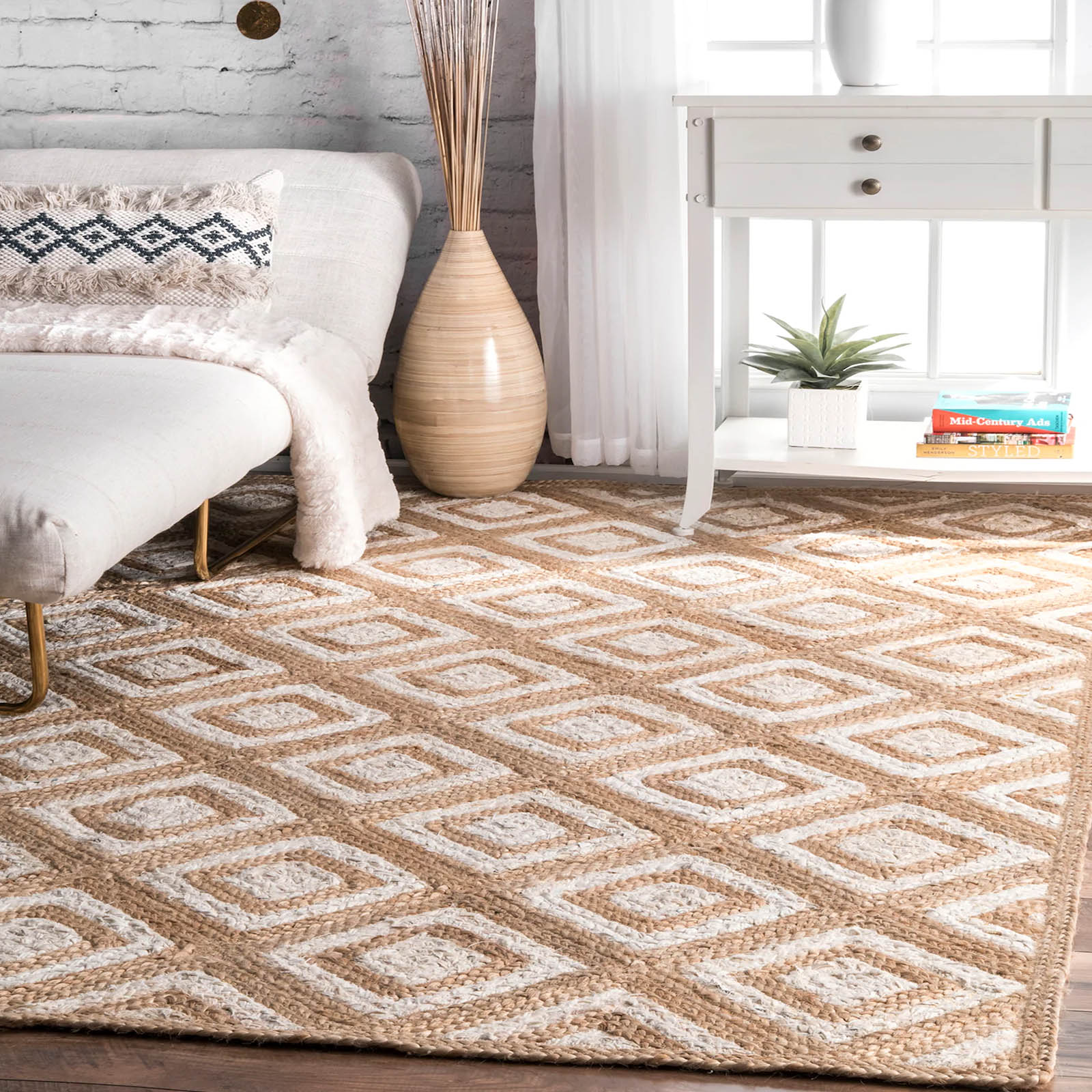 230X160 Cm Braided Handmade Jute Rug Jh-2342-L - Rugs - ebarza Furniture UAE | Shop Modern Furniture in Abu Dhabi & Dubai - مفروشات ايبازرا في الامارات | تسوق اثاث عصري وديكورات مميزة في دبي وابوظبي