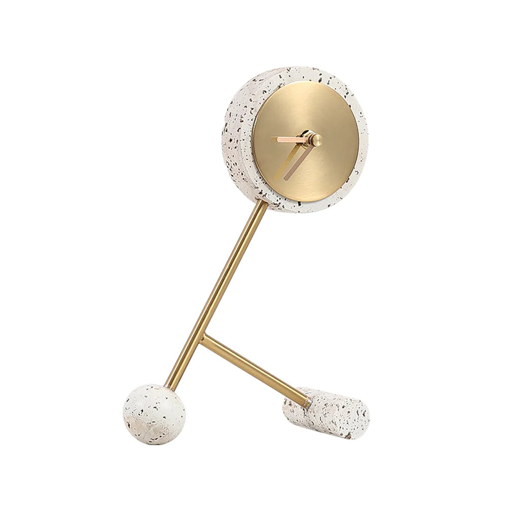 White Resin Clock With Gold Face FB-W22015A - Clocks - ebarza Furniture UAE | Shop Modern Furniture in Abu Dhabi & Dubai - مفروشات ايبازرا في الامارات | تسوق اثاث عصري وديكورات مميزة في دبي وابوظبي