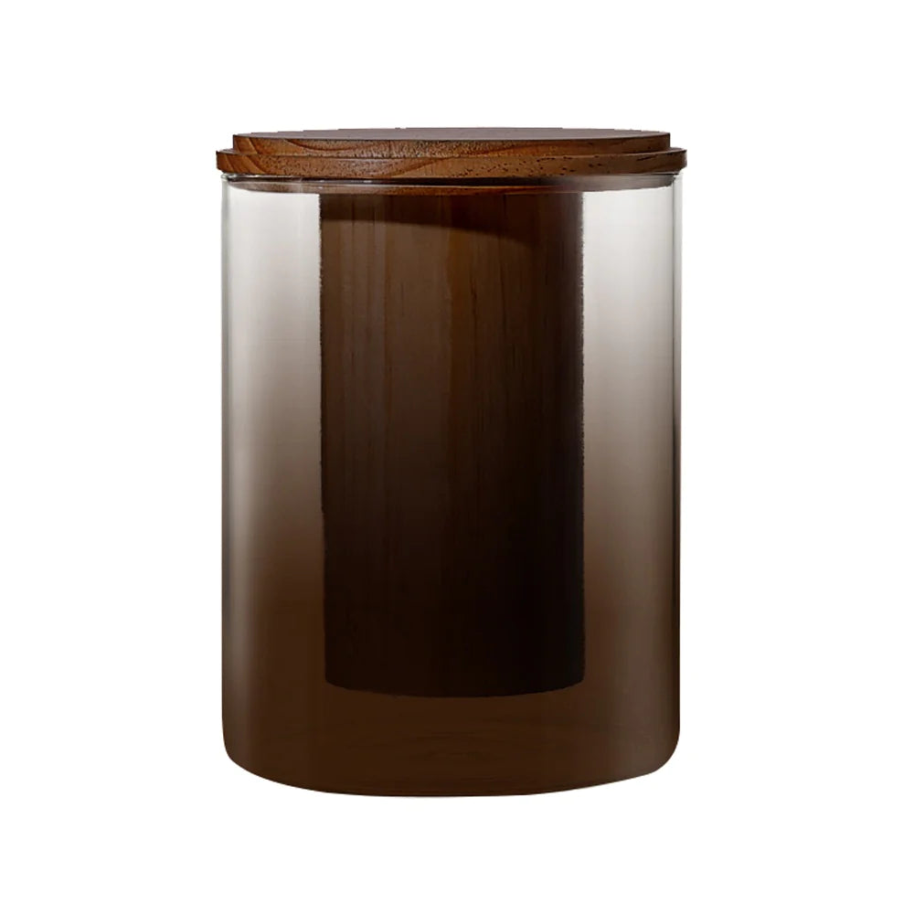 Wood & Ombre Glass Cylindrical Vase FB-ZS2221B - Vases - ebarza Furniture UAE | Shop Modern Furniture in Abu Dhabi & Dubai - مفروشات ايبازرا في الامارات | تسوق اثاث عصري وديكورات مميزة في دبي وابوظبي