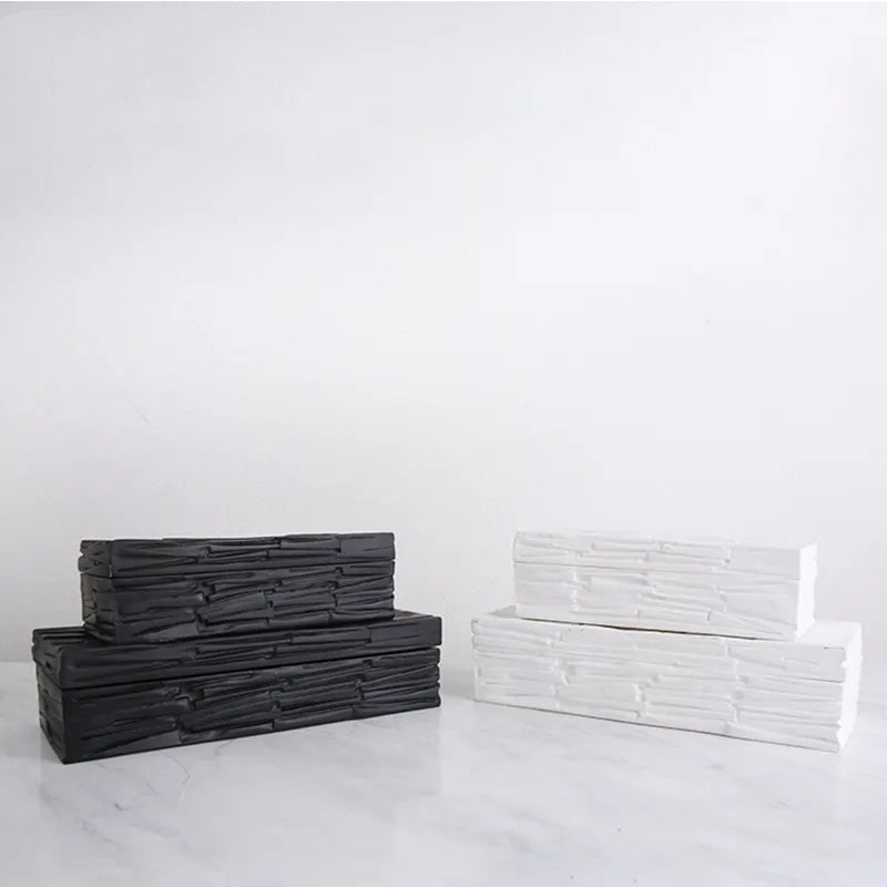 White Resin Decorative Box-A Fc-Sz2022A - Decorative Boxes - ebarza Furniture UAE | Shop Modern Furniture in Abu Dhabi & Dubai - مفروشات ايبازرا في الامارات | تسوق اثاث عصري وديكورات مميزة في دبي وابوظبي