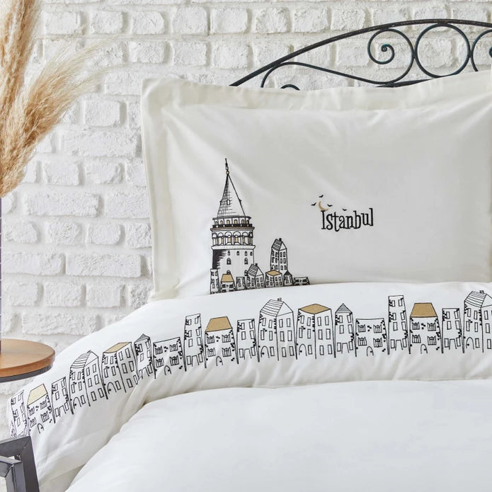 Karaca Home Galata Black Embroidered Double 100% Cotton Duvet Cover Set 200.19.01.0489 - Bedding - ebarza Furniture UAE | Shop Modern Furniture in Abu Dhabi & Dubai - مفروشات ايبازرا في الامارات | تسوق اثاث عصري وديكورات مميزة في دبي وابوظبي