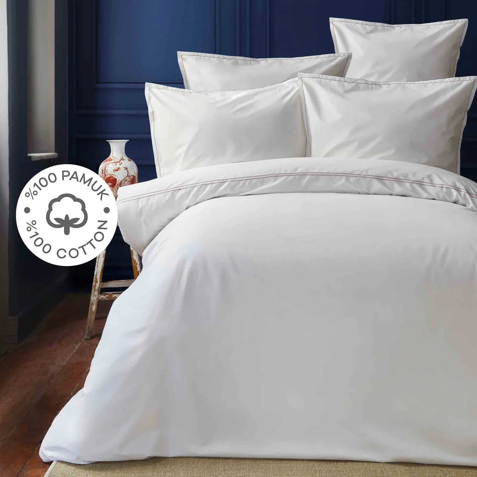 Karaca Nautica Home Northern Off White Red Percale Double Duvet Cover Set 180.01.01.0358 - Bedding - ebarza Furniture UAE | Shop Modern Furniture in Abu Dhabi & Dubai - مفروشات ايبازرا في الامارات | تسوق اثاث عصري وديكورات مميزة في دبي وابوظبي