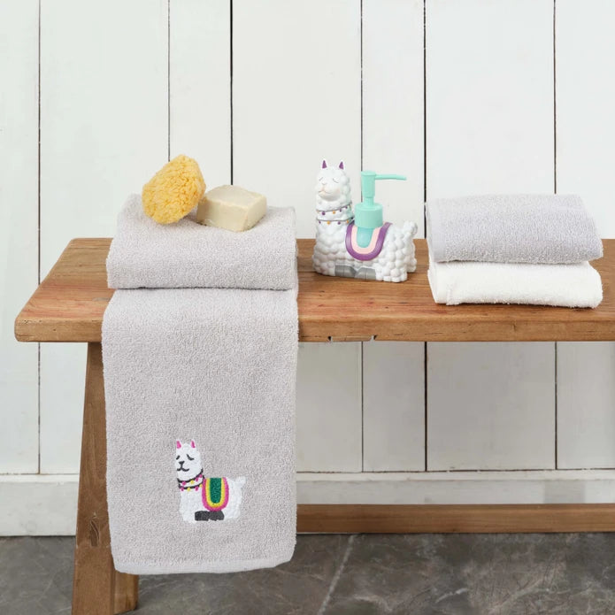 Karaca Sarah Anderson Lama 3-Piece Gray 100% Cotton Towel Set 160.02.01.0724 - Towels - ebarza Furniture UAE | Shop Modern Furniture in Abu Dhabi & Dubai - مفروشات ايبازرا في الامارات | تسوق اثاث عصري وديكورات مميزة في دبي وابوظبي