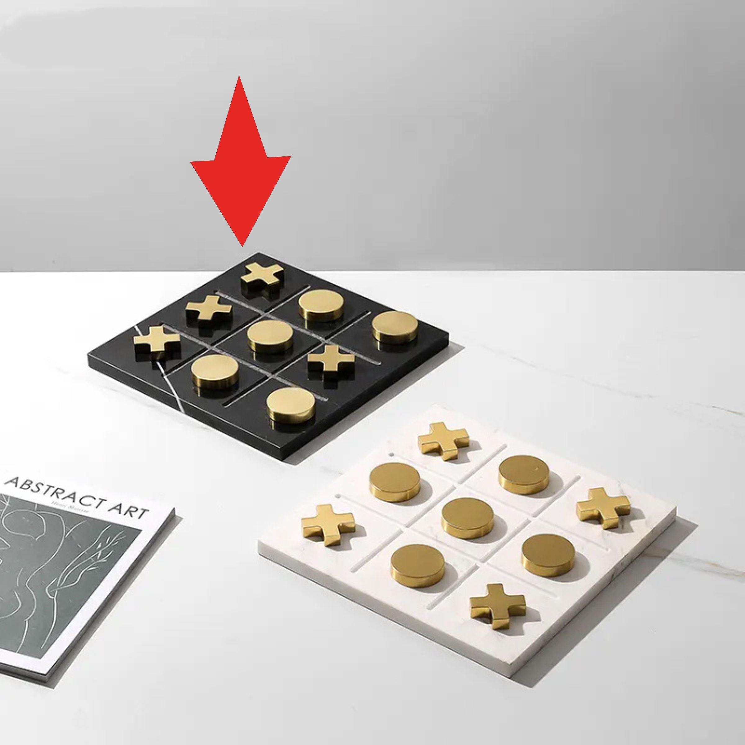 Black Marble Board Game With Gold Stainless Steel Pieces Fc-W2108A - Home Decor Figurines - ebarza Furniture UAE | Shop Modern Furniture in Abu Dhabi & Dubai - مفروشات ايبازرا في الامارات | تسوق اثاث عصري وديكورات مميزة في دبي وابوظبي