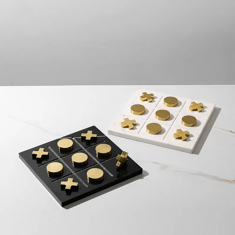 Black Marble Board Game With Gold Stainless Steel Pieces Fc-W2108A - Home Decor Figurines - ebarza Furniture UAE | Shop Modern Furniture in Abu Dhabi & Dubai - مفروشات ايبازرا في الامارات | تسوق اثاث عصري وديكورات مميزة في دبي وابوظبي