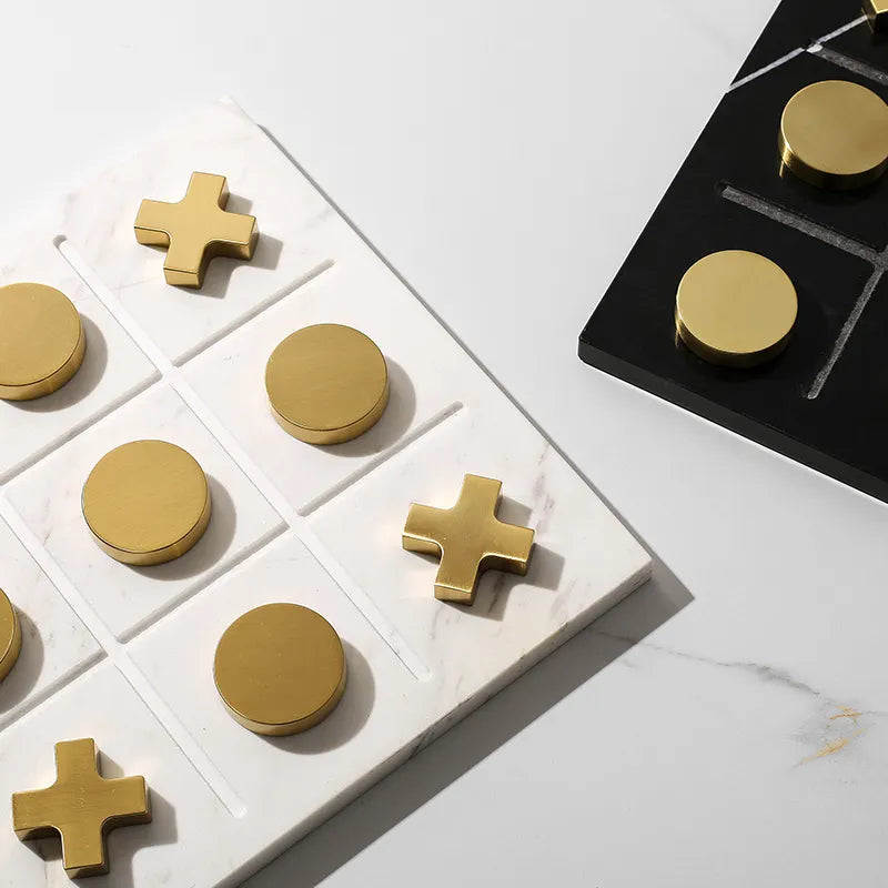 Black Marble Board Game With Gold Stainless Steel Pieces Fc-W2108A - Home Decor Figurines - ebarza Furniture UAE | Shop Modern Furniture in Abu Dhabi & Dubai - مفروشات ايبازرا في الامارات | تسوق اثاث عصري وديكورات مميزة في دبي وابوظبي