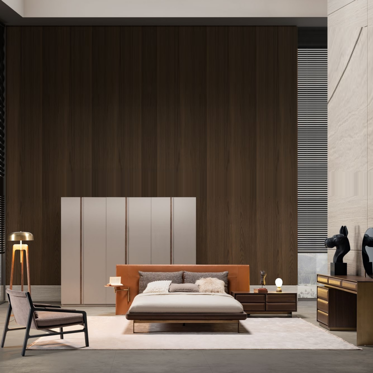 HOMAGE KOLTUK Era King Size Bedstead in neutral fabric with wooden legs, modern design, and sturdy frame for a comfortable bedroom setup.