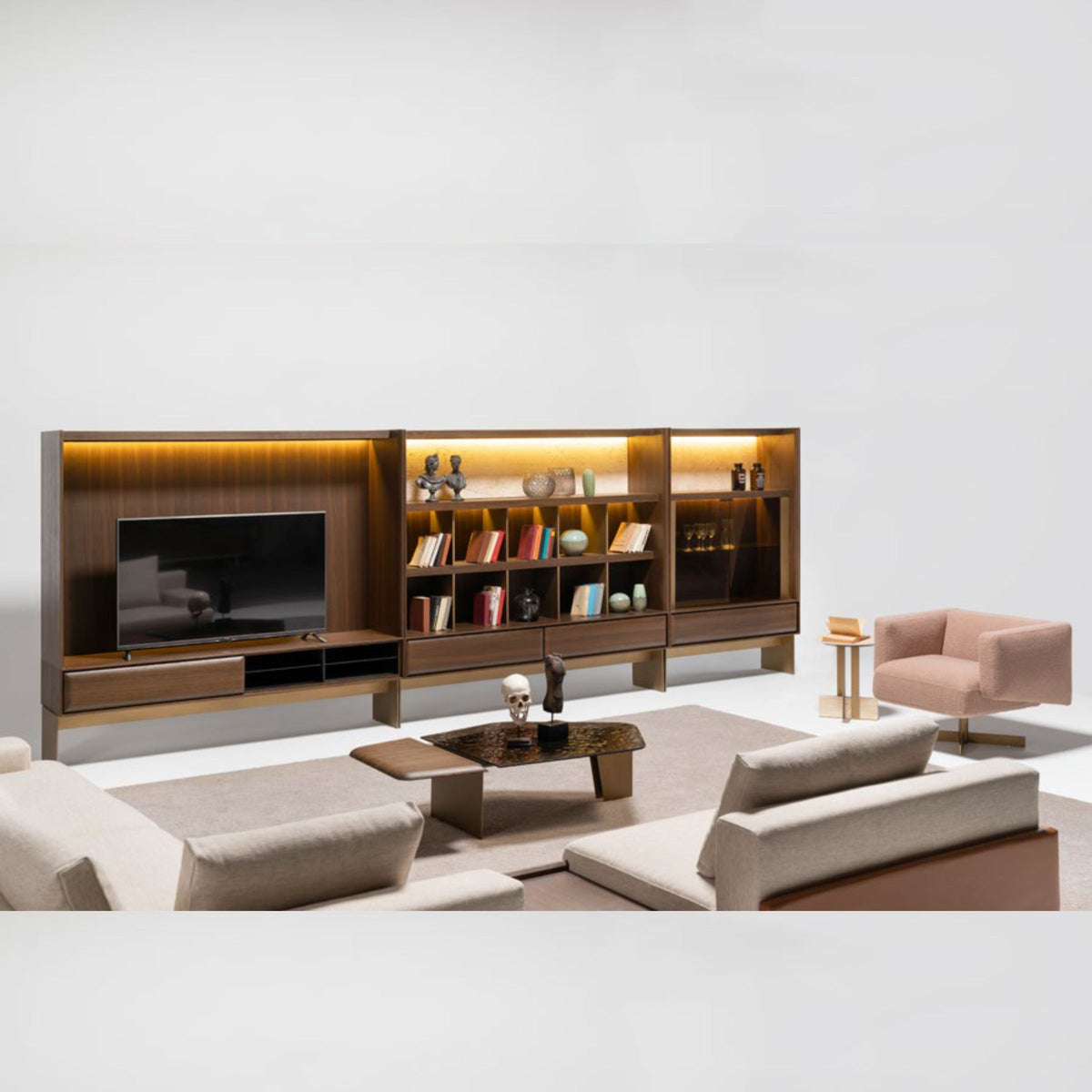 HOMAGE KOLTUK Era Wall Unit TV Block, modern TV unit with sleek design and storage compartments, black finish.