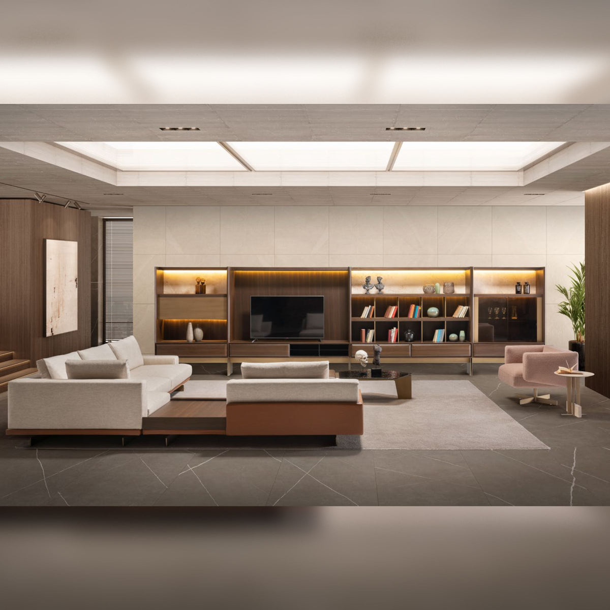 HOMAGE KOLTUK Era Wall Unit TV Block, modern TV stand with storage compartments, in a sleek design suitable for contemporary living rooms.