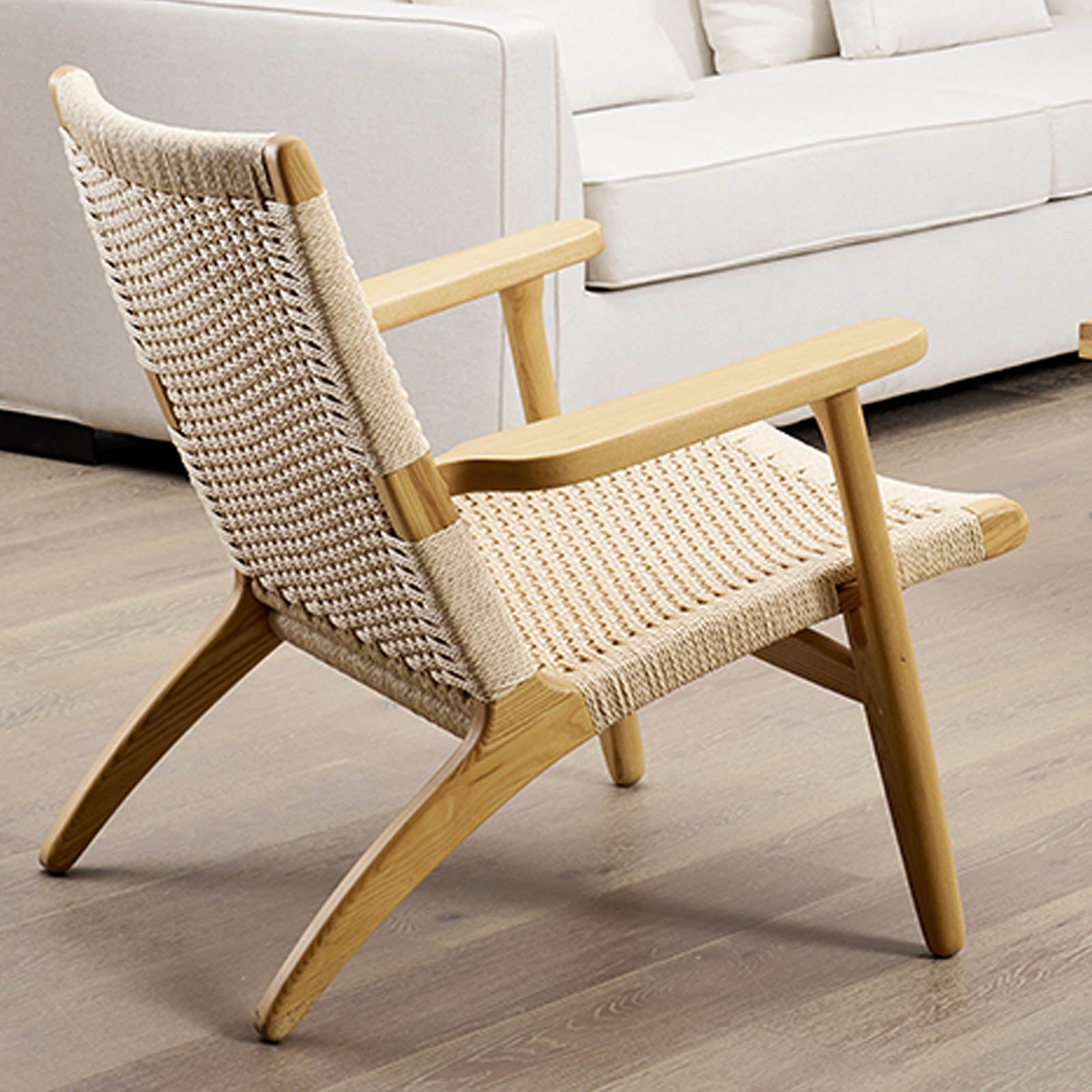 Solid Wood And Cord Lounge Chair Ws-086-N - Lounge Chairs - ebarza Furniture UAE | Shop Modern Furniture in Abu Dhabi & Dubai - مفروشات ايبازرا في الامارات | تسوق اثاث عصري وديكورات مميزة في دبي وابوظبي