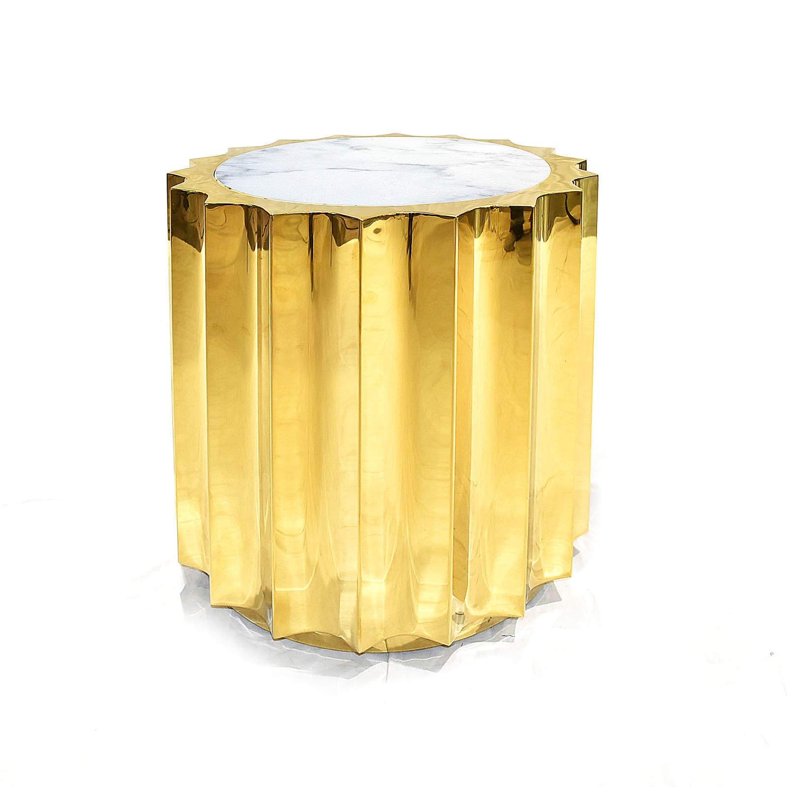 Forlì Natural Marble Side Table Tg-01-1-G - Side Tables - ebarza Furniture UAE | Shop Modern Furniture in Abu Dhabi & Dubai - مفروشات ايبازرا في الامارات | تسوق اثاث عصري وديكورات مميزة في دبي وابوظبي