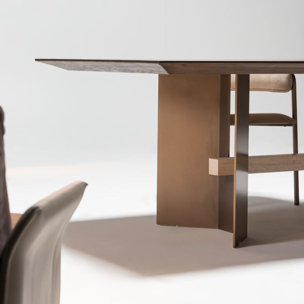 Edessa Dining Table by HOMAGE KOLTUK featuring a marble leg and modern design, ideal for contemporary dining spaces.