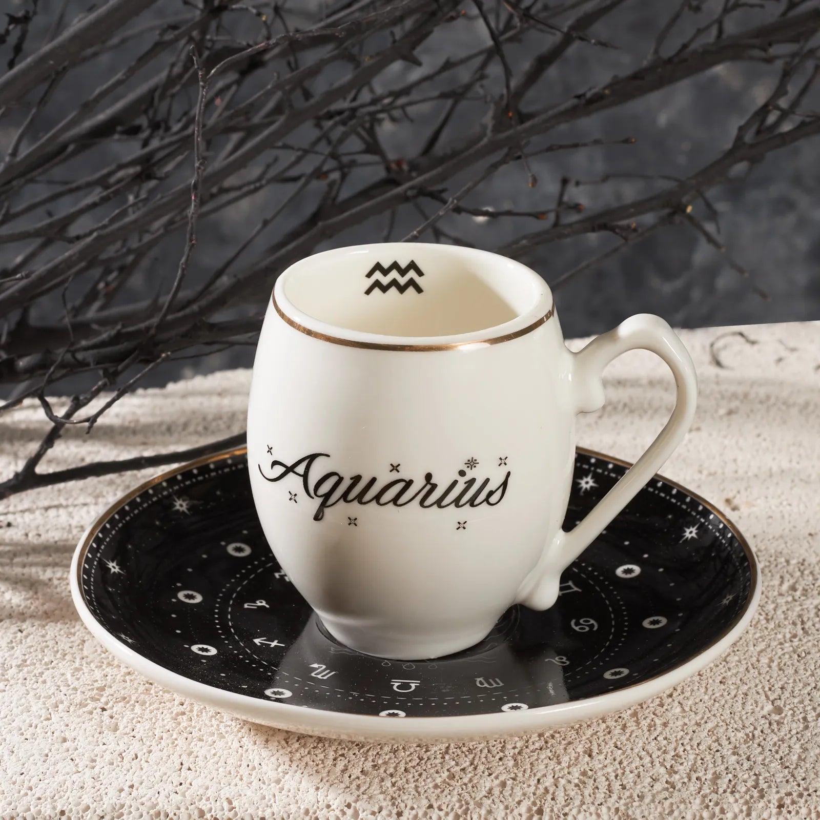 Karaca Aquarius Sign Coffee Cup 90 Ml 153.03.06.6898 - Coffee Sets - ebarza Furniture UAE | Shop Modern Furniture in Abu Dhabi & Dubai - مفروشات ايبازرا في الامارات | تسوق اثاث عصري وديكورات مميزة في دبي وابوظبي
