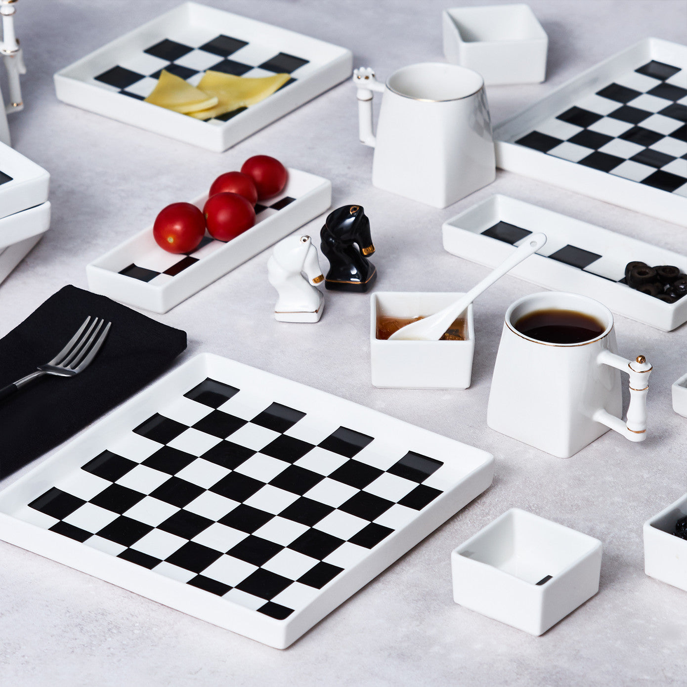 Karaca Chess 22 Pieces 6 Person Breakfast Set 153.03.08.2078 - Dinnerware Sets - ebarza Furniture UAE | Shop Modern Furniture in Abu Dhabi & Dubai - مفروشات ايبازرا في الامارات | تسوق اثاث عصري وديكورات مميزة في دبي وابوظبي