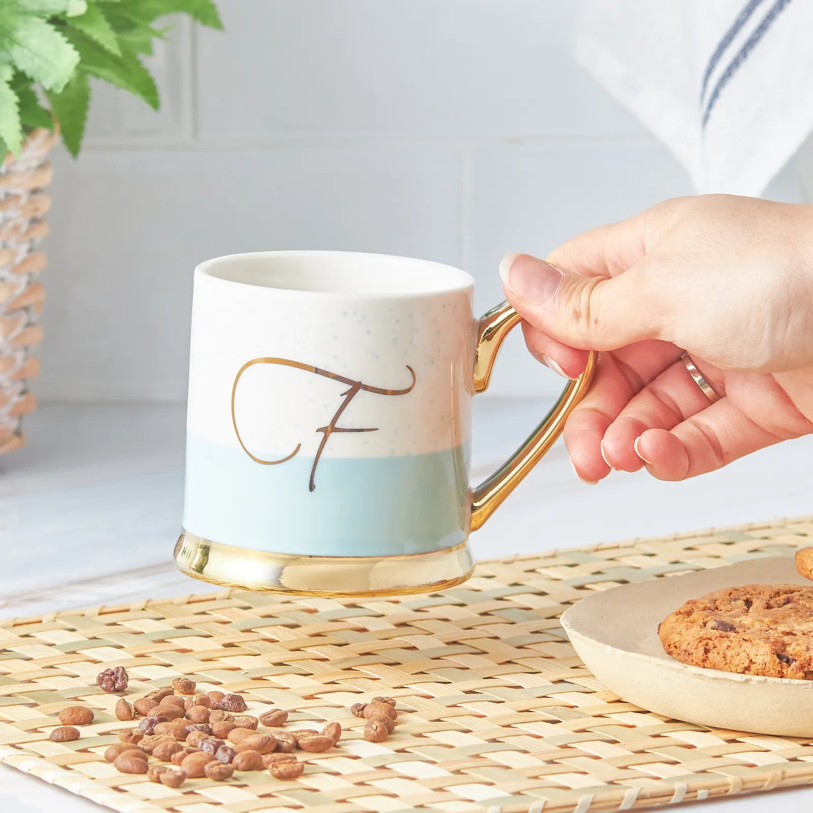 Karaca F Letter Mug 153.03.06.1613 - Mugs - ebarza Furniture UAE | Shop Modern Furniture in Abu Dhabi & Dubai - مفروشات ايبازرا في الامارات | تسوق اثاث عصري وديكورات مميزة في دبي وابوظبي