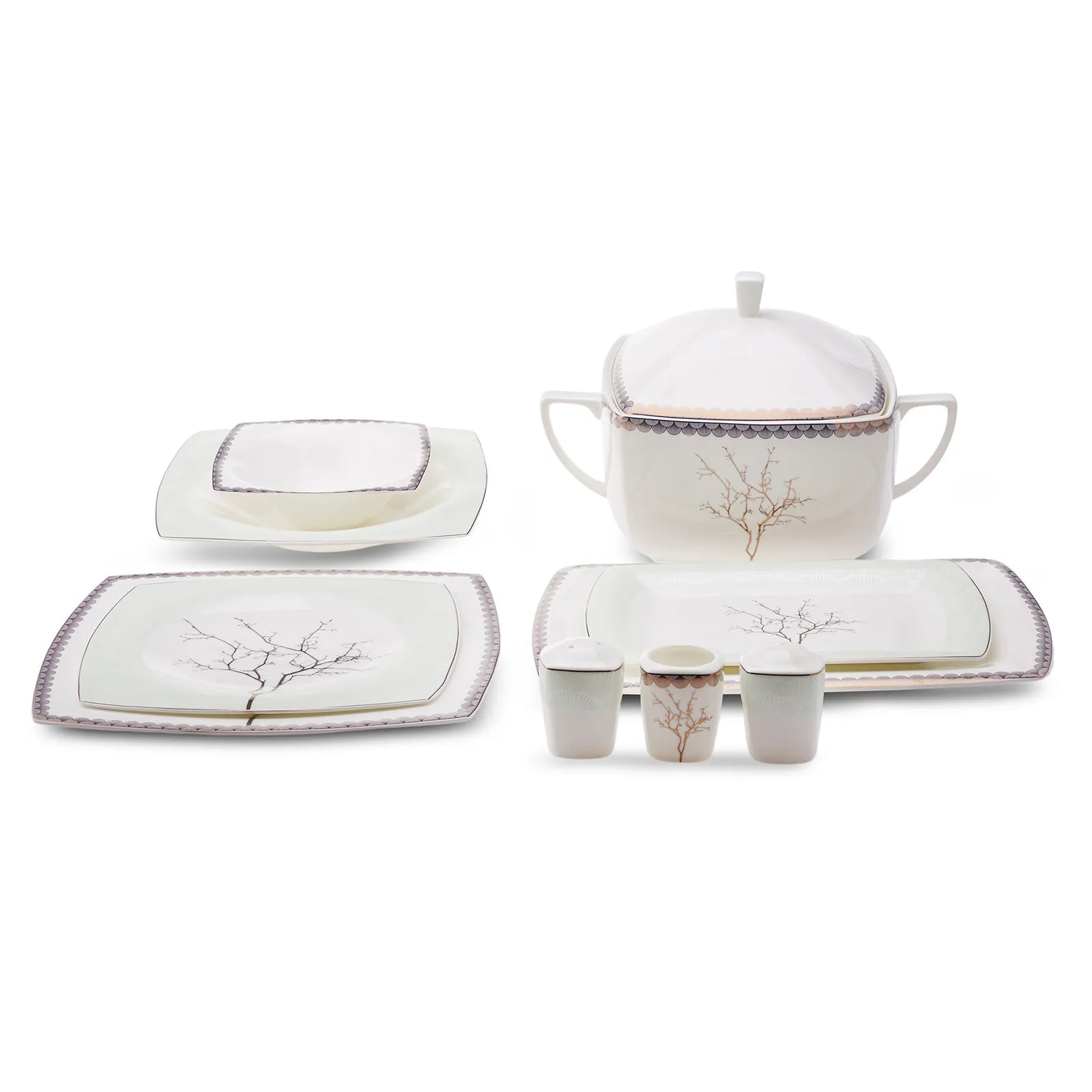 Karaca Fine Pearl Banyan 62 Pieces Dinnerware Set For 12 Persons 153.03.08.0646 - Dinnerware Sets - ebarza Furniture UAE | Shop Modern Furniture in Abu Dhabi & Dubai - مفروشات ايبازرا في الامارات | تسوق اثاث عصري وديكورات مميزة في دبي وابوظبي