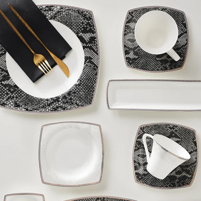 Karaca Fine Pearl Şahmeran 26 Pieces Square Breakfast Set For 6 Persons 153.03.08.2624 - Dinnerware Sets - ebarza Furniture UAE | Shop Modern Furniture in Abu Dhabi & Dubai - مفروشات ايبازرا في الامارات | تسوق اثاث عصري وديكورات مميزة في دبي وابوظبي
