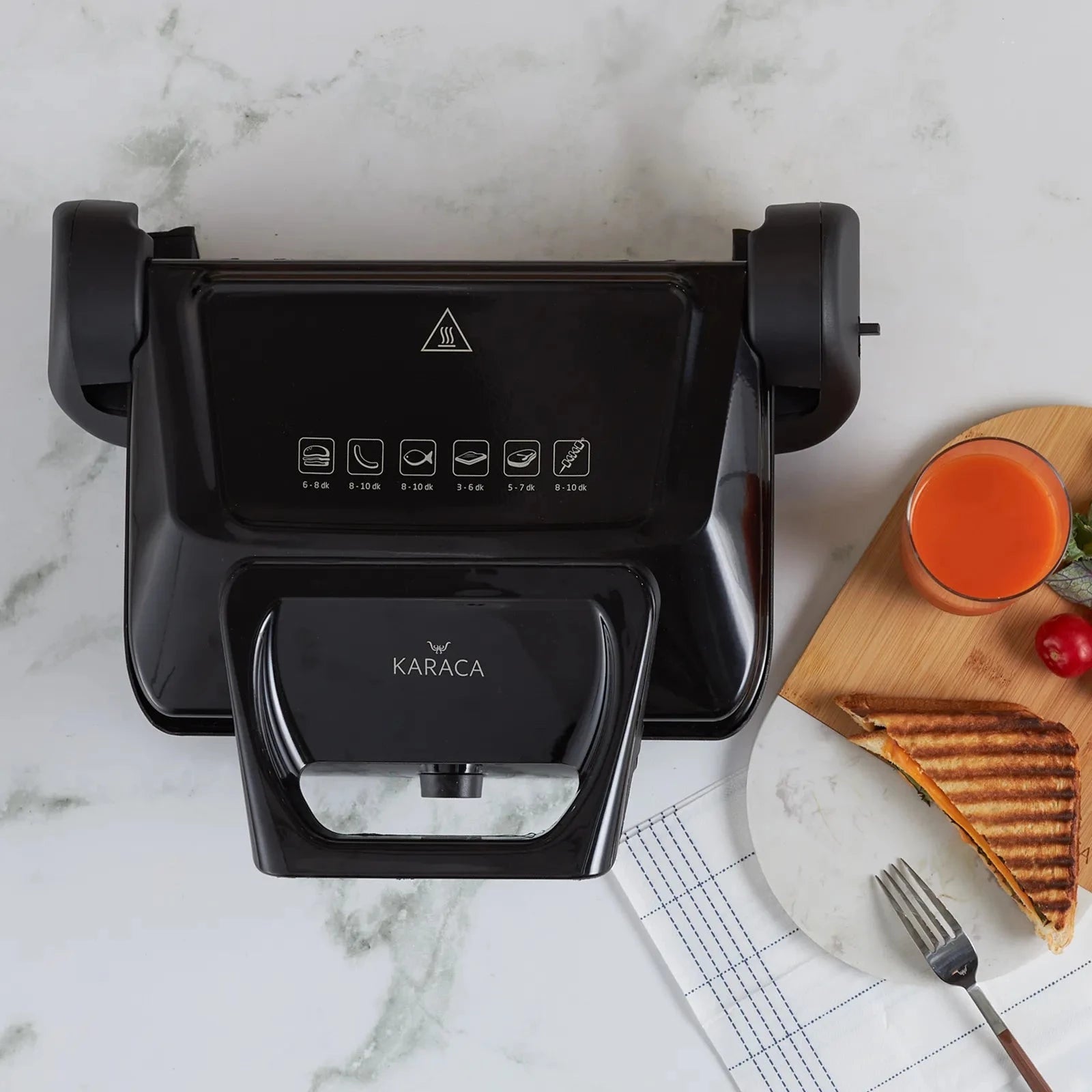 Karaca Future Plus Bio Diamond Antibacterial Black Grill And Toaster 153.03.06.6201 - Kitchen Appliances - ebarza Furniture UAE | Shop Modern Furniture in Abu Dhabi & Dubai - مفروشات ايبازرا في الامارات | تسوق اثاث عصري وديكورات مميزة في دبي وابوظبي