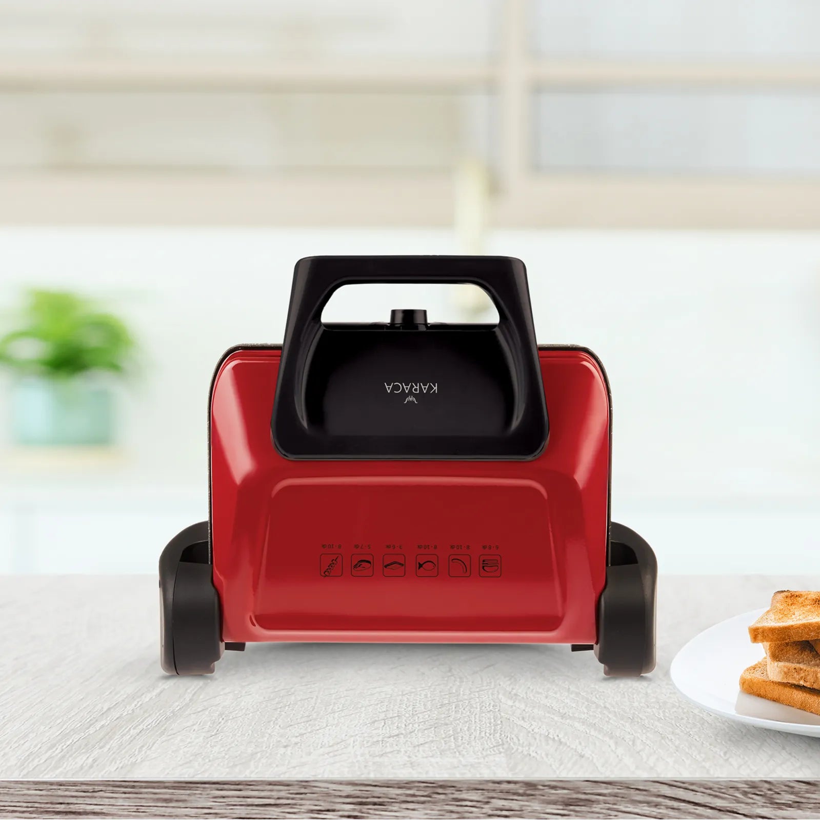 Karaca Future Plus Bio Diamond Antibacterial Red Grill And Toaster 153.03.06.6205 - Kitchen Appliances - ebarza Furniture UAE | Shop Modern Furniture in Abu Dhabi & Dubai - مفروشات ايبازرا في الامارات | تسوق اثاث عصري وديكورات مميزة في دبي وابوظبي