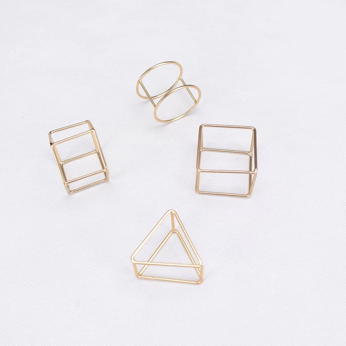 Karaca Home 3D Geometry 4-Piece Napkin Ring 300.22.02.0485 - Napkin Rings - ebarza Furniture UAE | Shop Modern Furniture in Abu Dhabi & Dubai - مفروشات ايبازرا في الامارات | تسوق اثاث عصري وديكورات مميزة في دبي وابوظبي