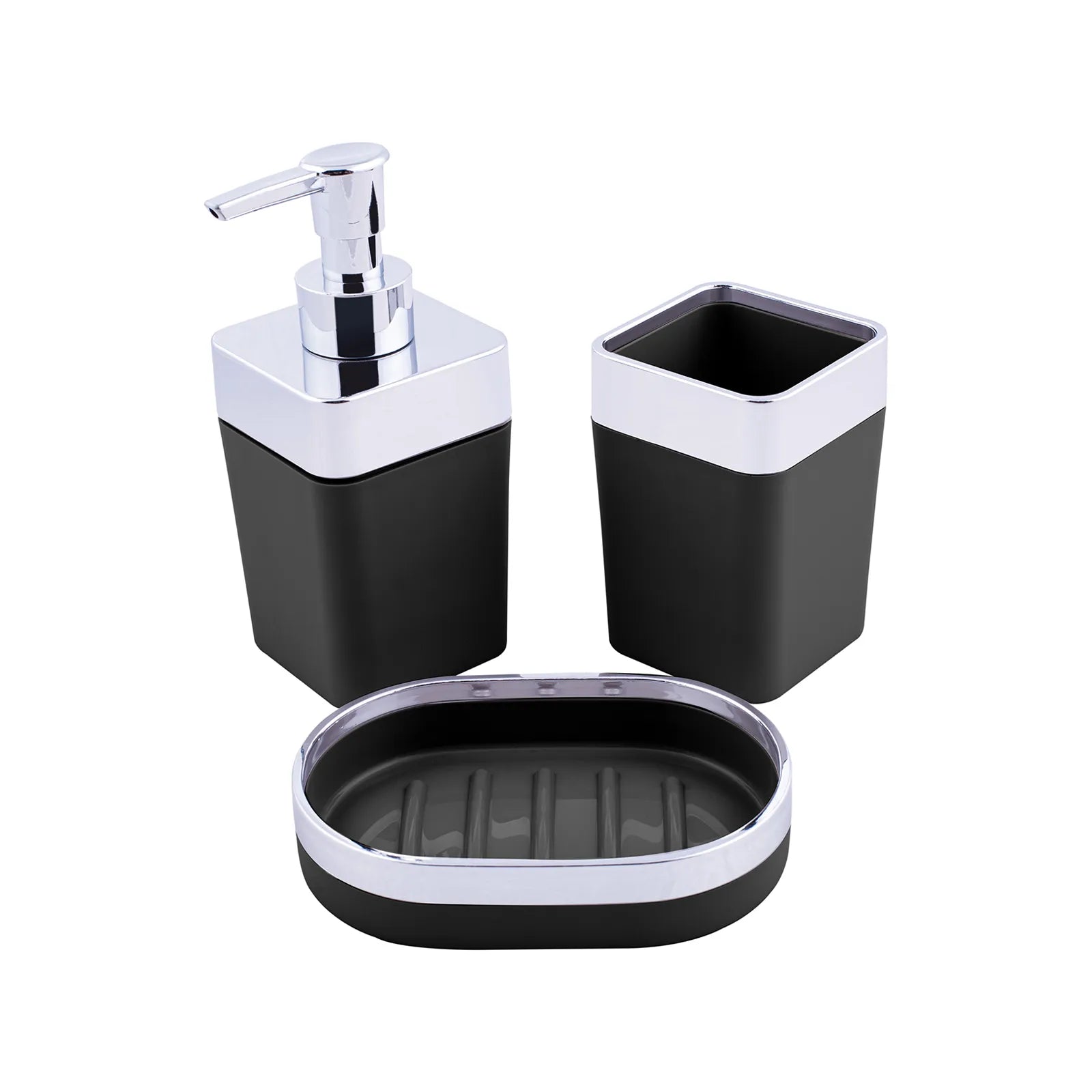 Karaca Home Bathroom Set 3 Pieces Black 300.21.02.0724 - Bathroom Accessories - ebarza Furniture UAE | Shop Modern Furniture in Abu Dhabi & Dubai - مفروشات ايبازرا في الامارات | تسوق اثاث عصري وديكورات مميزة في دبي وابوظبي