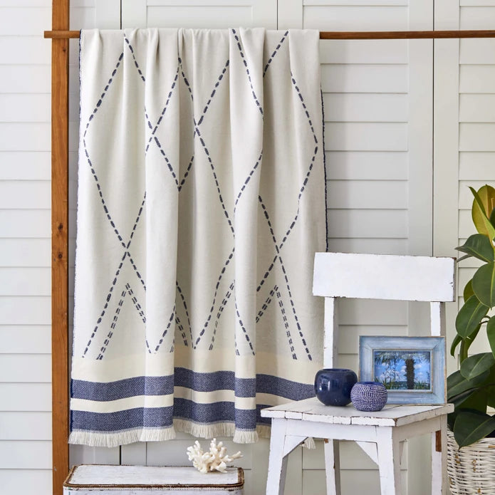 Karaca Home Costa Indigo Acrylic Throw 201.16.01.0129 - Blankets - ebarza Furniture UAE | Shop Modern Furniture in Abu Dhabi & Dubai - مفروشات ايبازرا في الامارات | تسوق اثاث عصري وديكورات مميزة في دبي وابوظبي