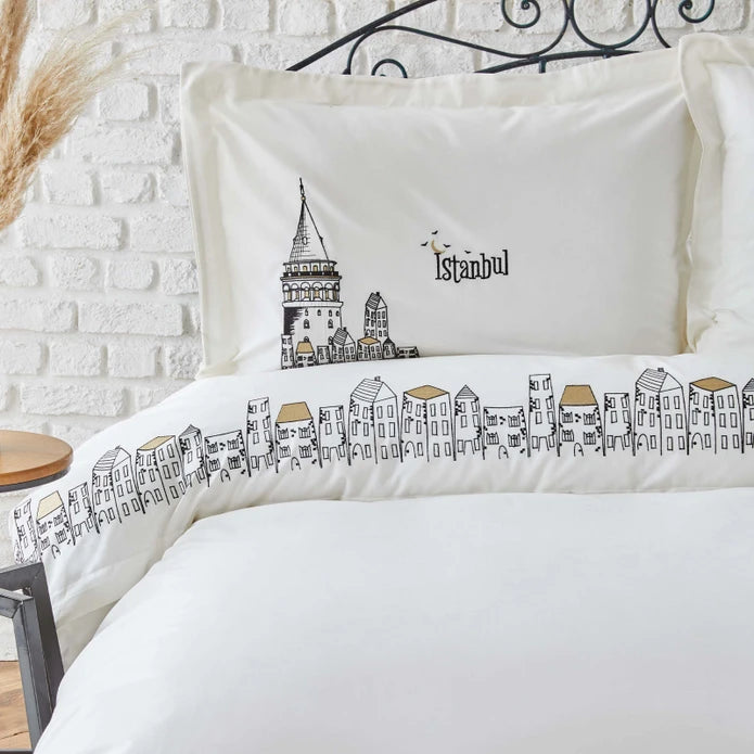 Karaca Home Galata Black Embroidered Double 100% Cotton Duvet Cover Set 200.19.01.0489 - Bedding - ebarza Furniture UAE | Shop Modern Furniture in Abu Dhabi & Dubai - مفروشات ايبازرا في الامارات | تسوق اثاث عصري وديكورات مميزة في دبي وابوظبي