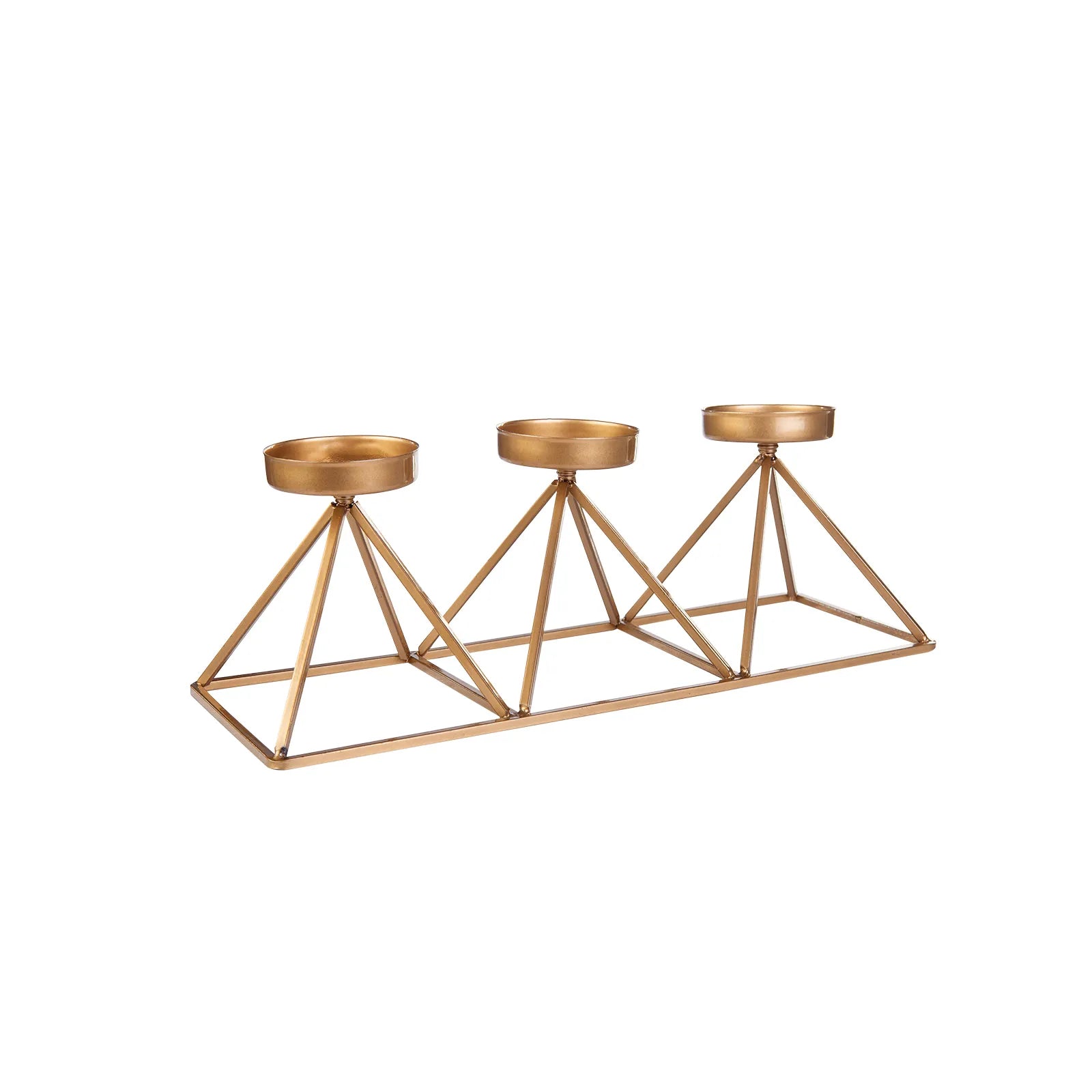 Karaca Home Geometry 3 Piece Candle Holder Gold 36X13Cm 300.21.02.010 - Candle Holders - ebarza Furniture UAE | Shop Modern Furniture in Abu Dhabi & Dubai - مفروشات ايبازرا في الامارات | تسوق اثاث عصري وديكورات مميزة في دبي وابوظبي