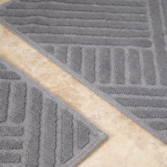 Karaca Home Kelly Line Gray Mop Set 200.21.01.0232 - Bath Mats - ebarza Furniture UAE | Shop Modern Furniture in Abu Dhabi & Dubai - مفروشات ايبازرا في الامارات | تسوق اثاث عصري وديكورات مميزة في دبي وابوظبي