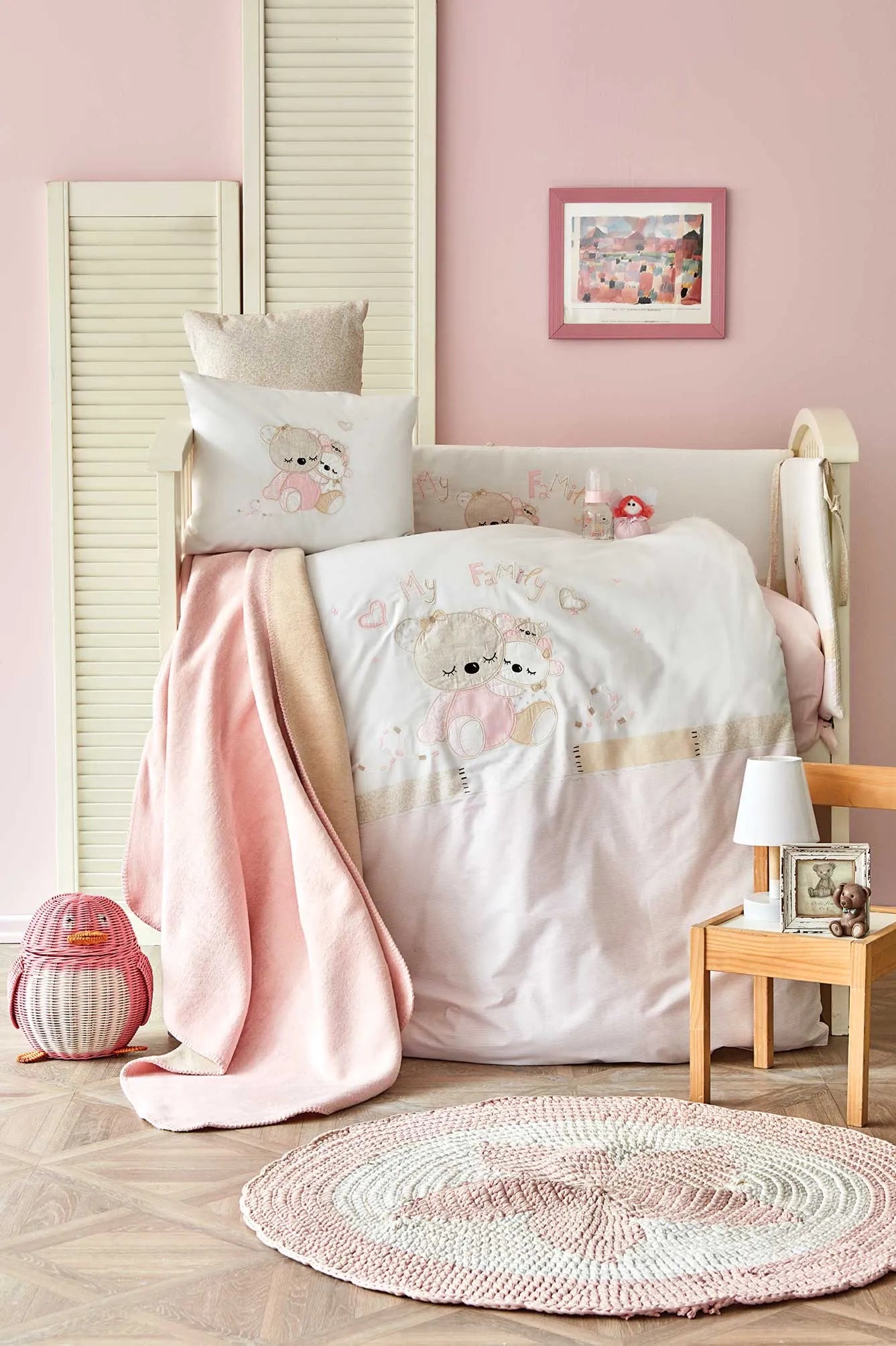 Karaca Home Luna Applique Embroidery 13 Piece Baby Set 200.16.01.0253 - Bedding - ebarza Furniture UAE | Shop Modern Furniture in Abu Dhabi & Dubai - مفروشات ايبازرا في الامارات | تسوق اثاث عصري وديكورات مميزة في دبي وابوظبي