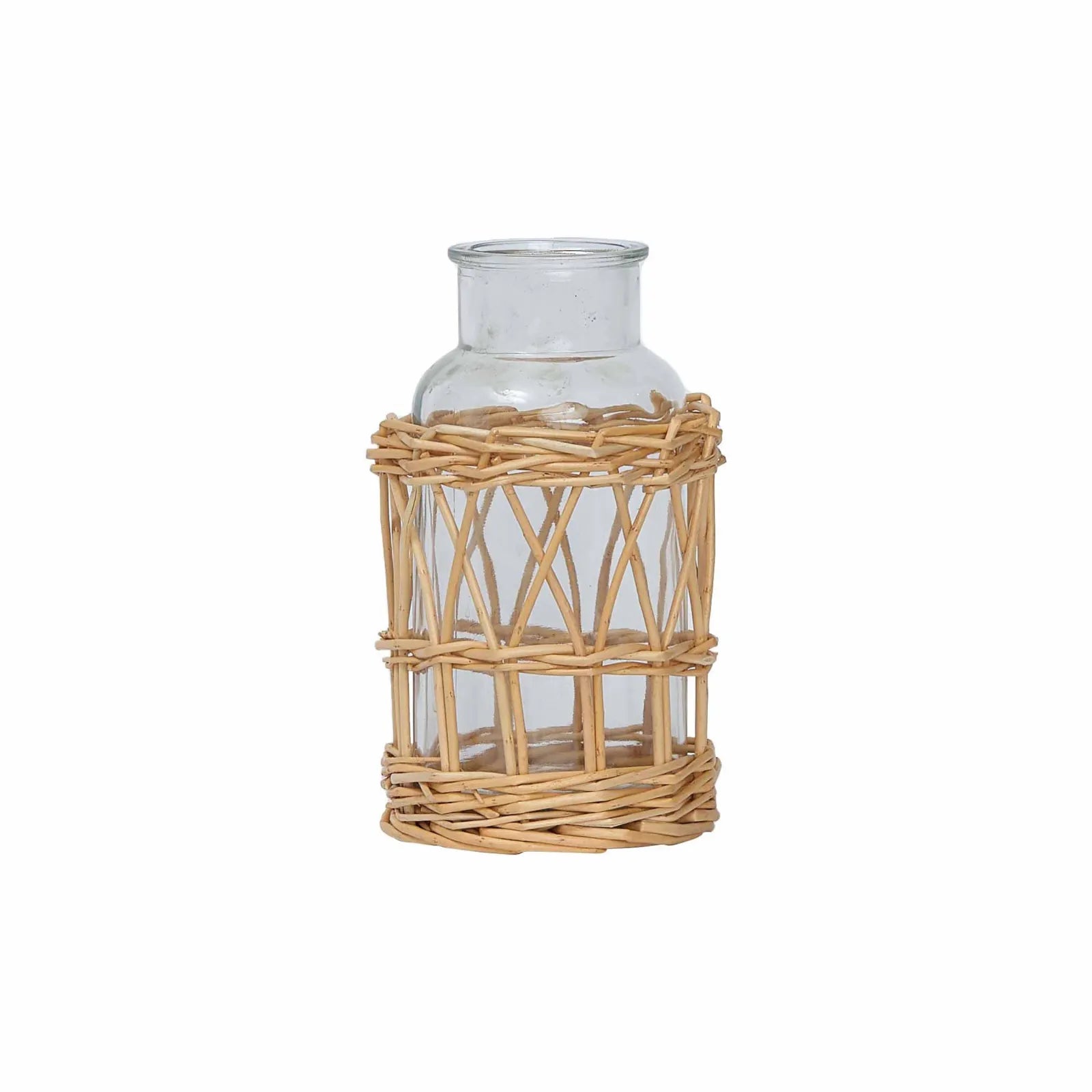 Karaca Home Melanie Straw Glass Vase 17 cm 300.22.02.0046 - Vases - ebarza Furniture UAE | Shop Modern Furniture in Abu Dhabi & Dubai - مفروشات ايبازرا في الامارات | تسوق اثاث عصري وديكورات مميزة في دبي وابوظبي