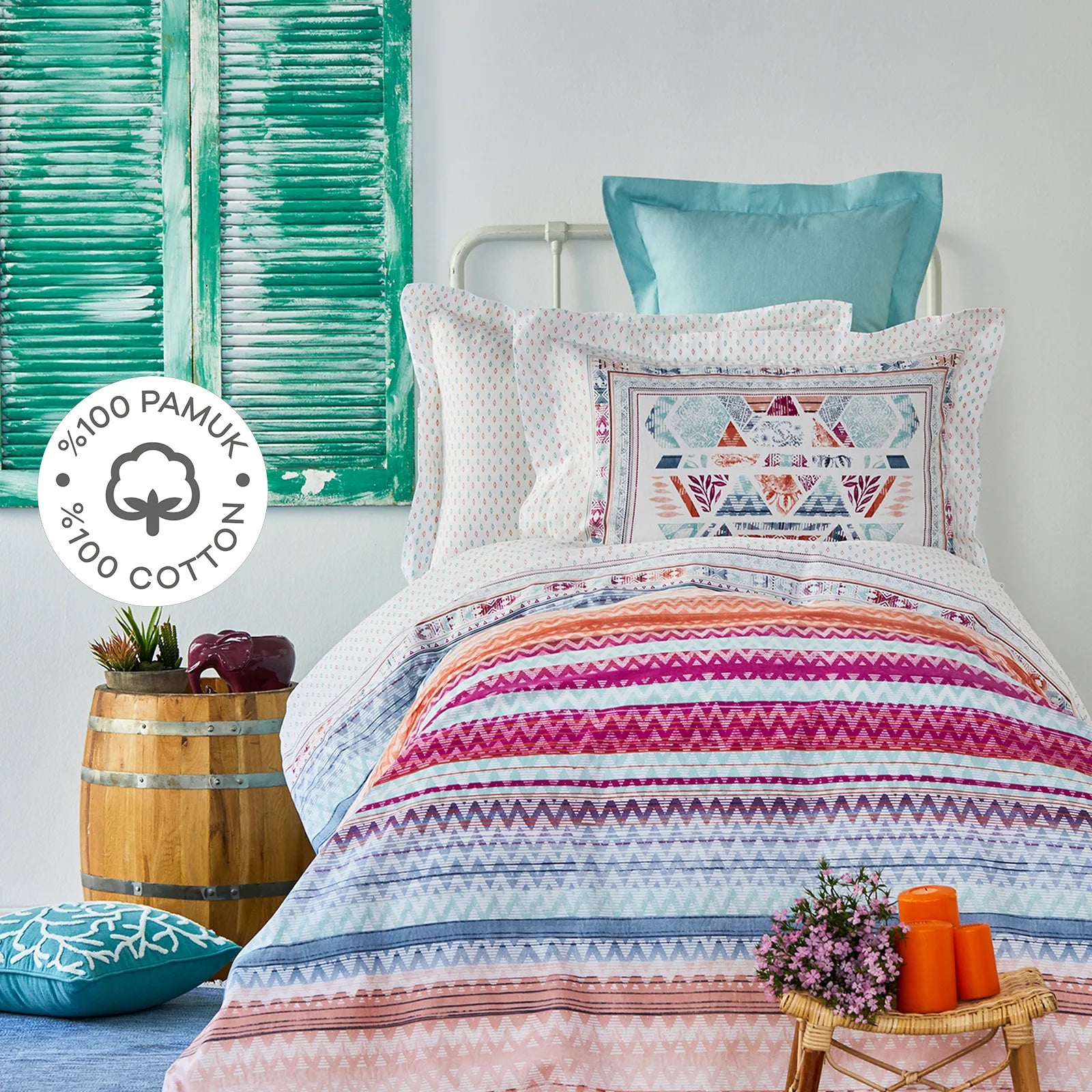 Karaca Home Moody Blue 100% Cotton Young Single Duvet Cover Set 200.18.01.0299 - Bedding - ebarza Furniture UAE | Shop Modern Furniture in Abu Dhabi & Dubai - مفروشات ايبازرا في الامارات | تسوق اثاث عصري وديكورات مميزة في دبي وابوظبي