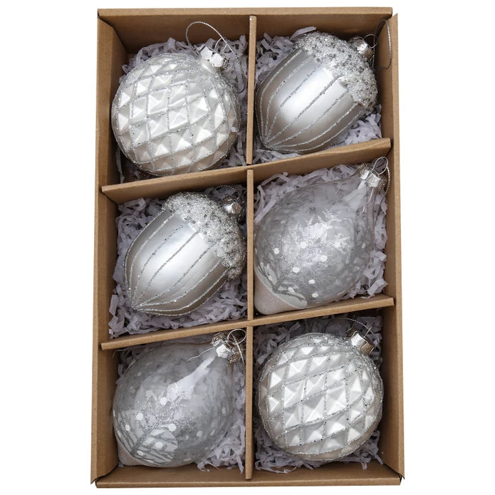 Karaca Home Snowy Christmas Tree Ornament Set Of 6 300.21.02.0307 - Home Decor Figurines - ebarza Furniture UAE | Shop Modern Furniture in Abu Dhabi & Dubai - مفروشات ايبازرا في الامارات | تسوق اثاث عصري وديكورات مميزة في دبي وابوظبي