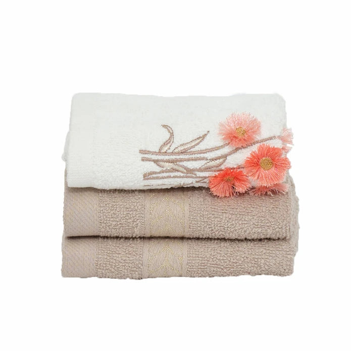 Karaca Home Sunflower 100% Cotton 3 Piece Towel Set 30x50 cm 200.21.01.0806 - Towels - ebarza Furniture UAE | Shop Modern Furniture in Abu Dhabi & Dubai - مفروشات ايبازرا في الامارات | تسوق اثاث عصري وديكورات مميزة في دبي وابوظبي