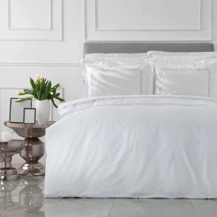 Karaca Home White Collection Oriane Gray Embroidered Percale Double Duvet Cover Set 200.20.01.0105 - Bedding - ebarza Furniture UAE | Shop Modern Furniture in Abu Dhabi & Dubai - مفروشات ايبازرا في الامارات | تسوق اثاث عصري وديكورات مميزة في دبي وابوظبي