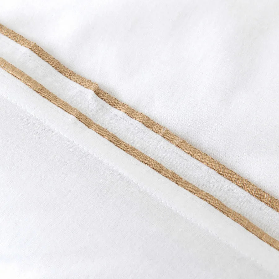 Karaca Home White Collection Victorie Beige Piccolo Percale Double Duvet Cover Set 200.20.01.0106 - Bedding - ebarza Furniture UAE | Shop Modern Furniture in Abu Dhabi & Dubai - مفروشات ايبازرا في الامارات | تسوق اثاث عصري وديكورات مميزة في دبي وابوظبي