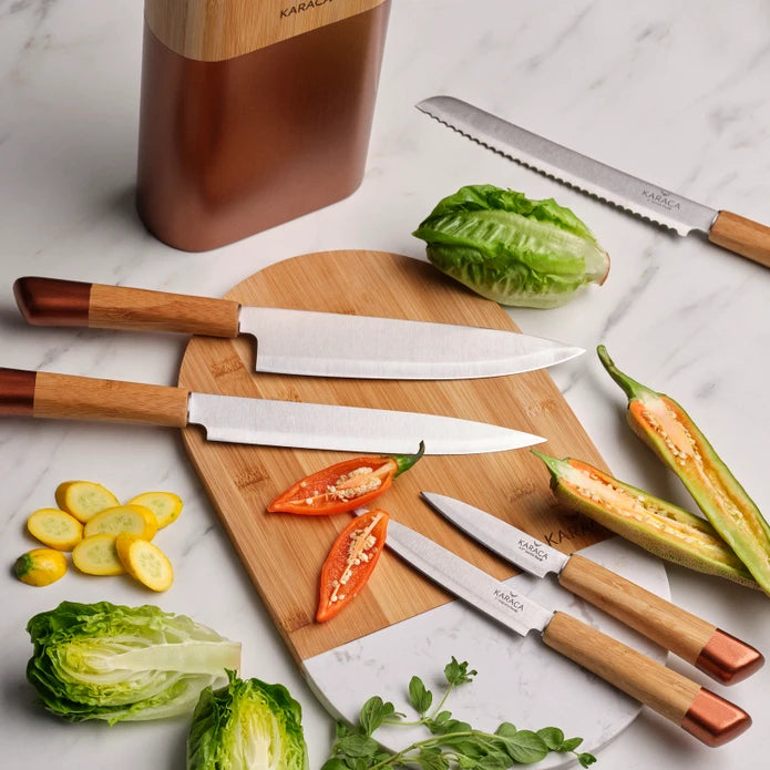 Karaca Maple Rosegold 6 Piece Knife Set 153.03.06.1454 - Kitchen Knives - ebarza Furniture UAE | Shop Modern Furniture in Abu Dhabi & Dubai - مفروشات ايبازرا في الامارات | تسوق اثاث عصري وديكورات مميزة في دبي وابوظبي