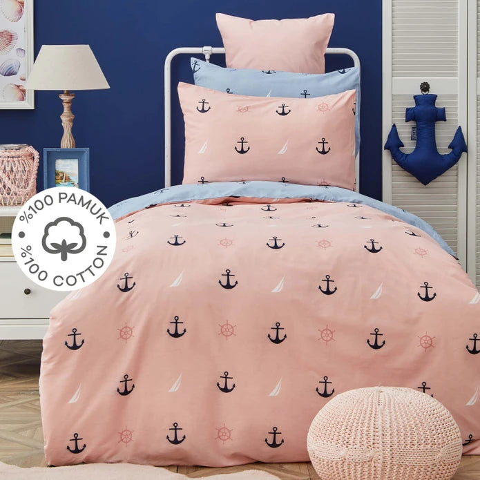 Karaca Nautica Home Kids Anchor 100% Cotton Single Duvet Cover Set 180.01.01.0522 - Bedding - ebarza Furniture UAE | Shop Modern Furniture in Abu Dhabi & Dubai - مفروشات ايبازرا في الامارات | تسوق اثاث عصري وديكورات مميزة في دبي وابوظبي