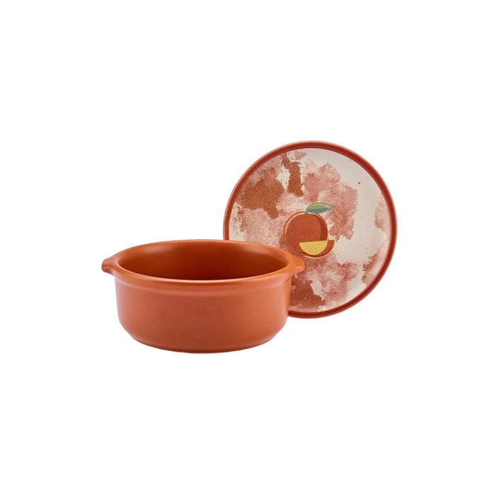 Karaca Orange Covered Breakfast Bowl 153.03.06.9944 - Bowls - ebarza Furniture UAE | Shop Modern Furniture in Abu Dhabi & Dubai - مفروشات ايبازرا في الامارات | تسوق اثاث عصري وديكورات مميزة في دبي وابوظبي