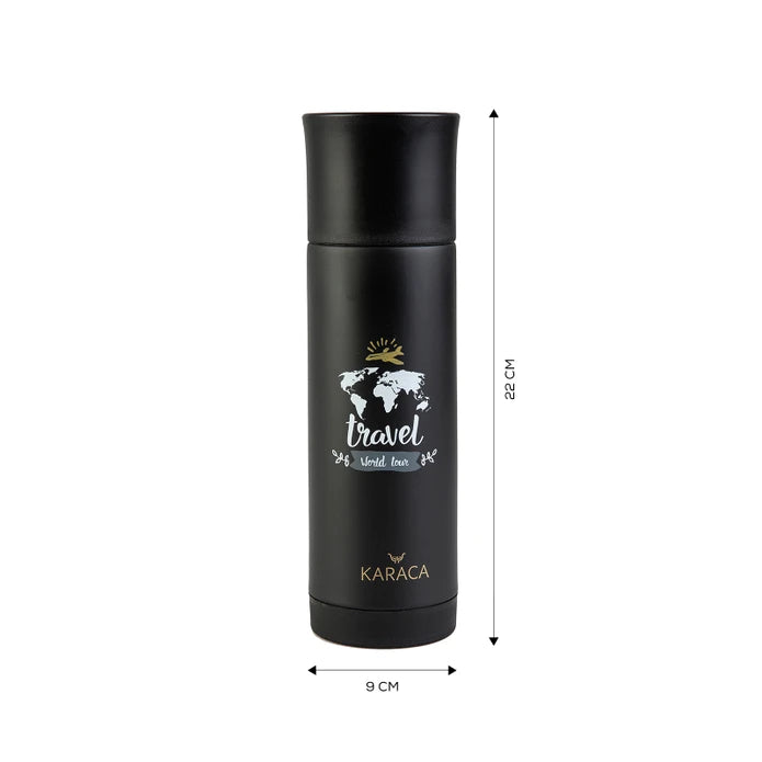 Karaca Travel Black 400 Ml Thermos 153.03.07.9667 - Drinkware - ebarza Furniture UAE | Shop Modern Furniture in Abu Dhabi & Dubai - مفروشات ايبازرا في الامارات | تسوق اثاث عصري وديكورات مميزة في دبي وابوظبي