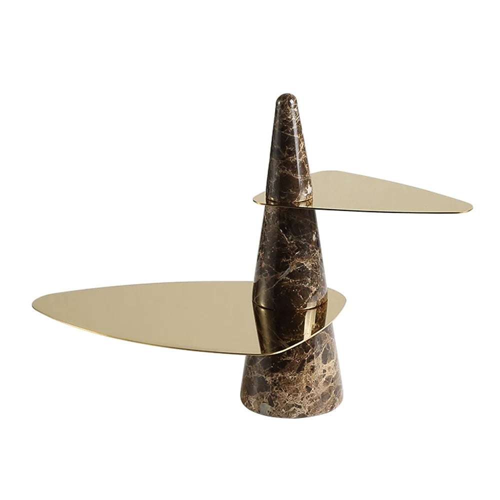 Marble & Stainless Steel Double Tiered Tray - Gold FC-W22019B - Trays - ebarza Furniture UAE | Shop Modern Furniture in Abu Dhabi & Dubai - مفروشات ايبازرا في الامارات | تسوق اثاث عصري وديكورات مميزة في دبي وابوظبي