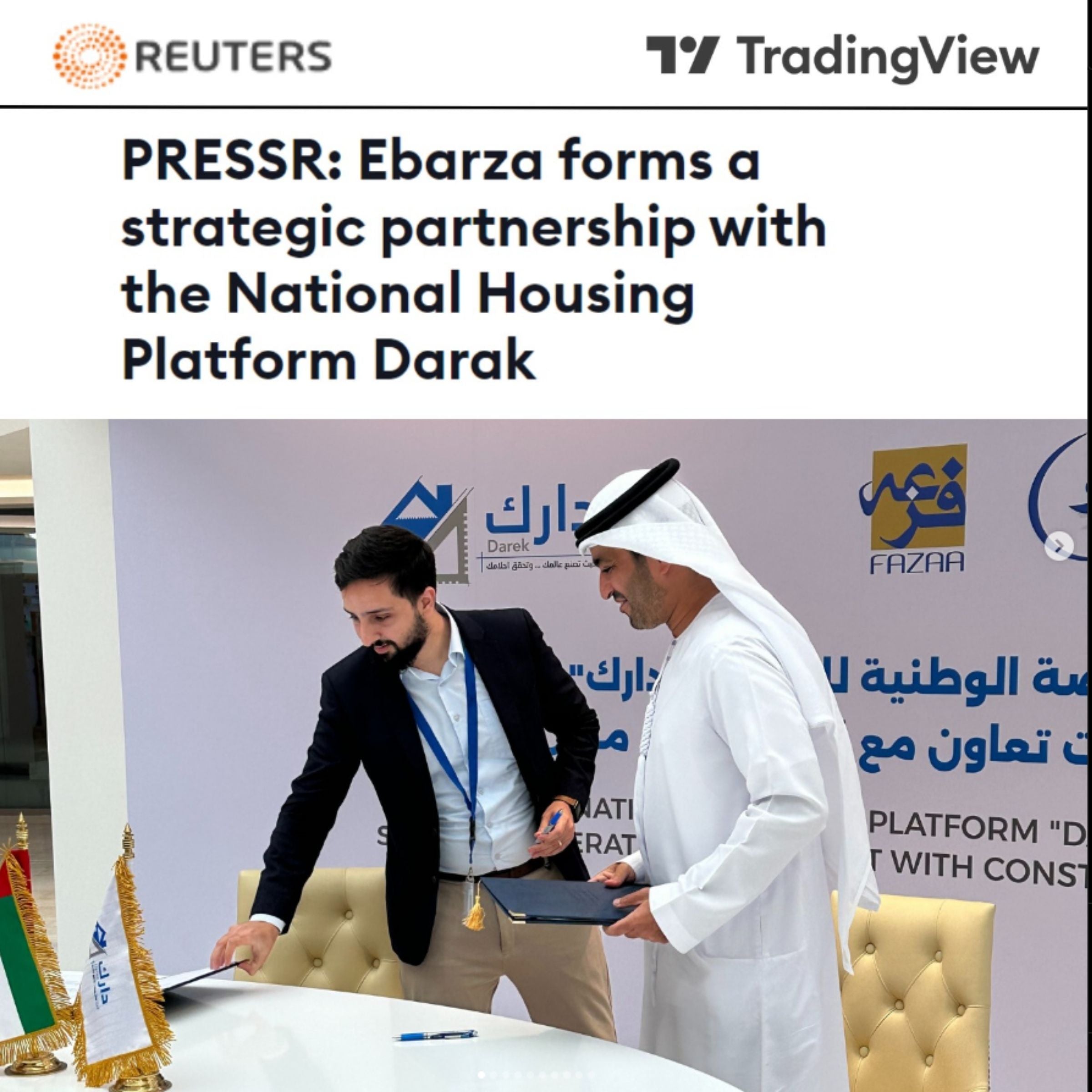 PRESSR: Ebarza forms a strategic partnership with the National Housing Platform Darak