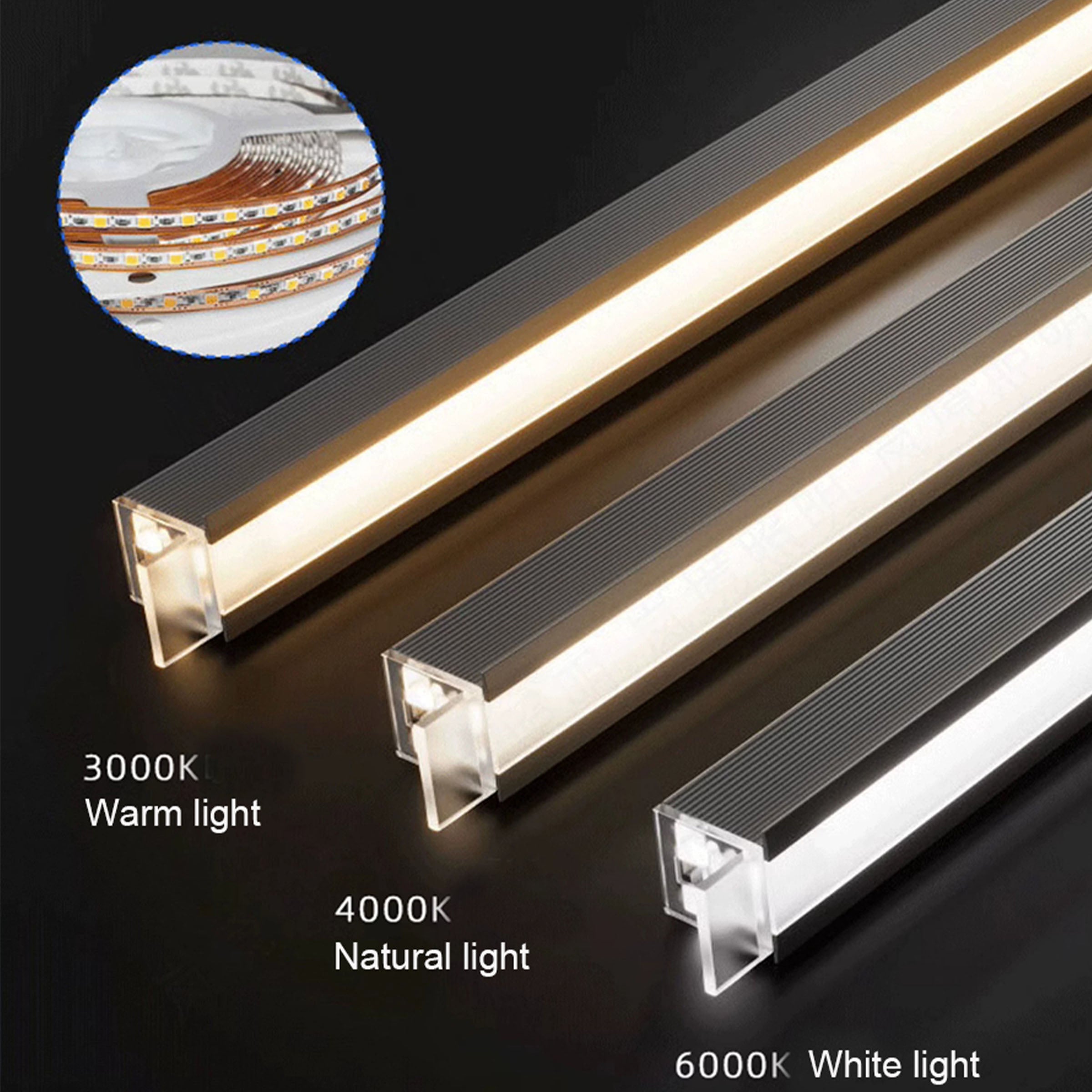 Gray BEACON 0.4mm aluminum profile with LED, 1.1cm thickness, for wall panel installations, model CH4-AL107.